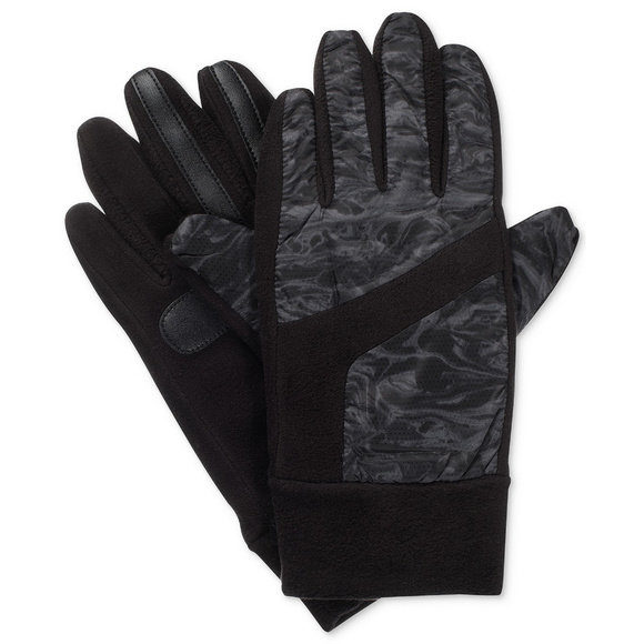ISOTONER Black Gray Mixed Media Fleece smartDRI smarTouch Tech Gloves S M - Picture 1 of 1